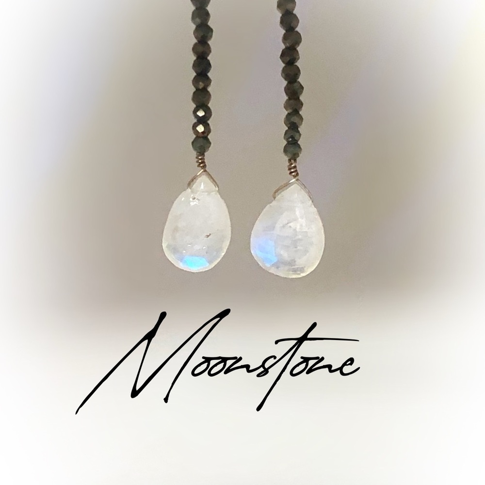 Flashy Moonstone Teardrop Earrings